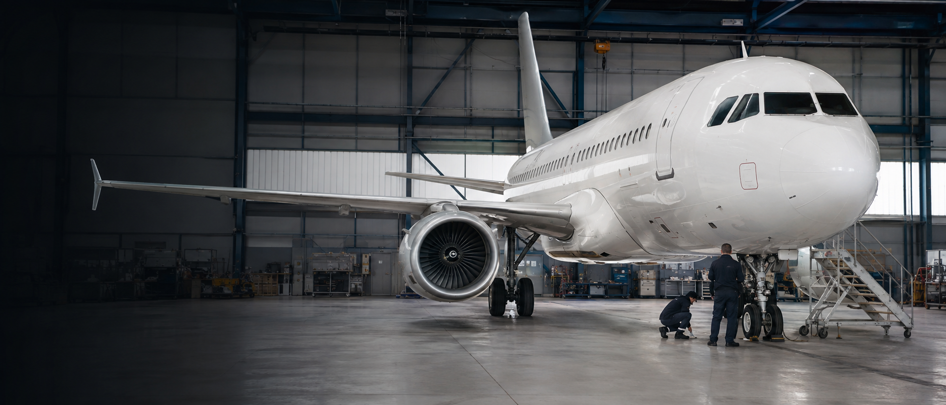 Commercial aircraft receiving owner-side asset management in a maintenance hangar